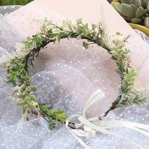 Women Floral Crown Boho Flower Headband Hair Wreath Floral Headpiece Halo with